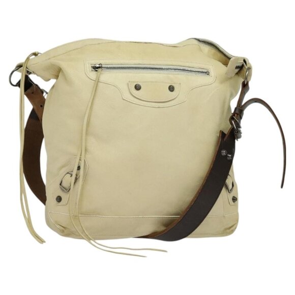 BALENCIAGA The Day Shoulder Bag Leather Beige Auth - Picture 2 of 14